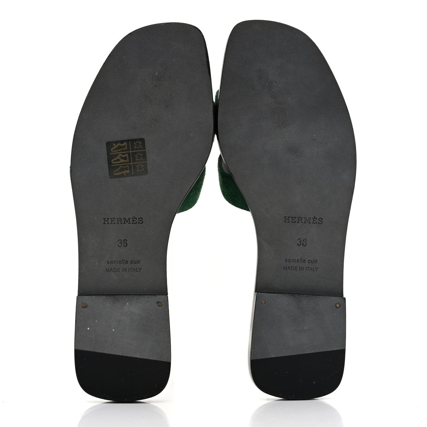 Hermes Suede Goatskin Oran Sandals 36 Vert Electrique 5 of 9