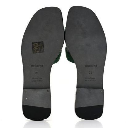 Hermes Suede Goatskin Oran Sandals 36 Vert Electrique 5 of 9