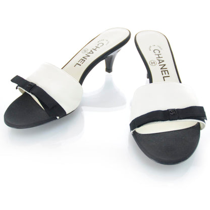 Chanel Leather CC Bow Mules 36 Black and White 1 of 8
