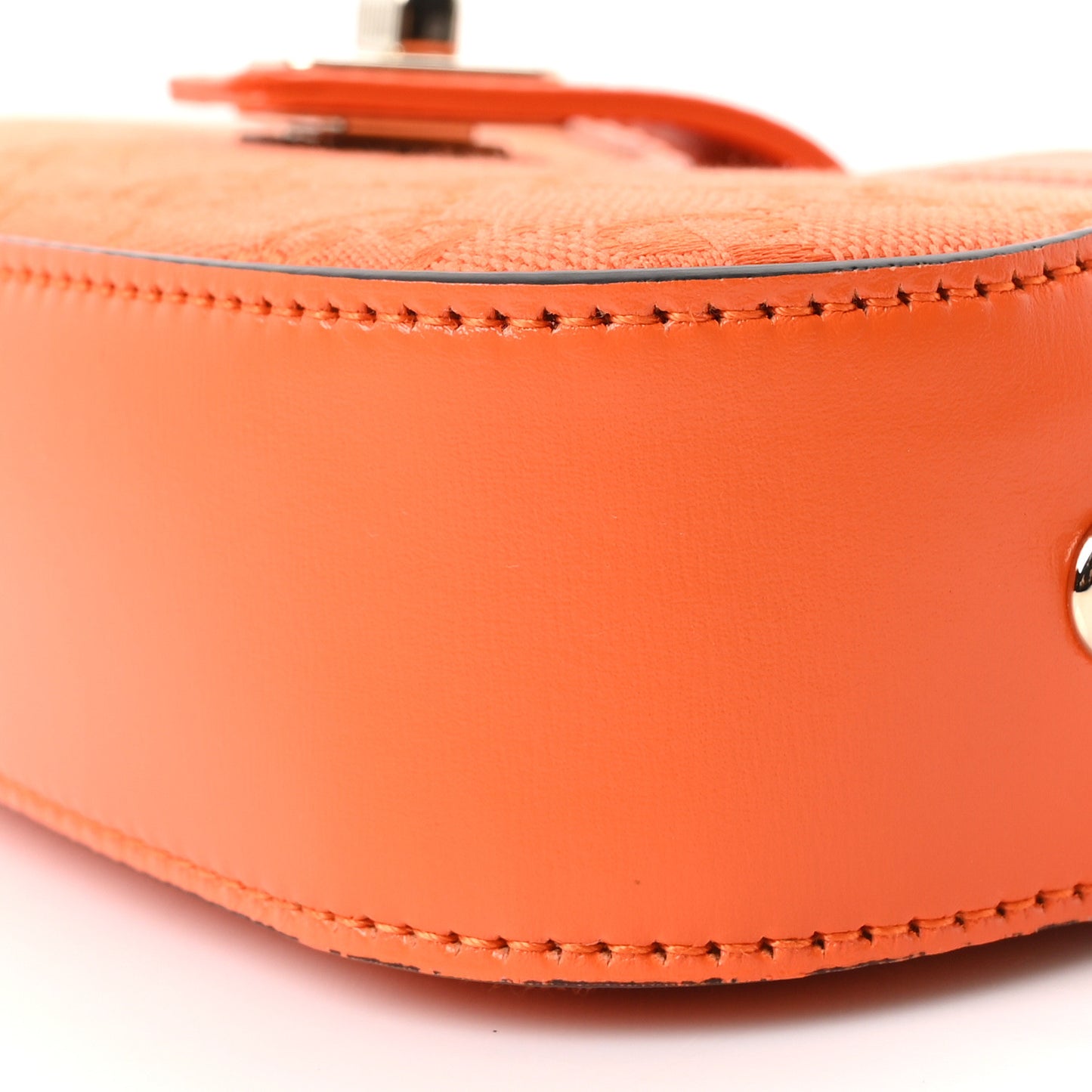 Calfskin Monogram Mini Moon Side Shoulder Bag Orange