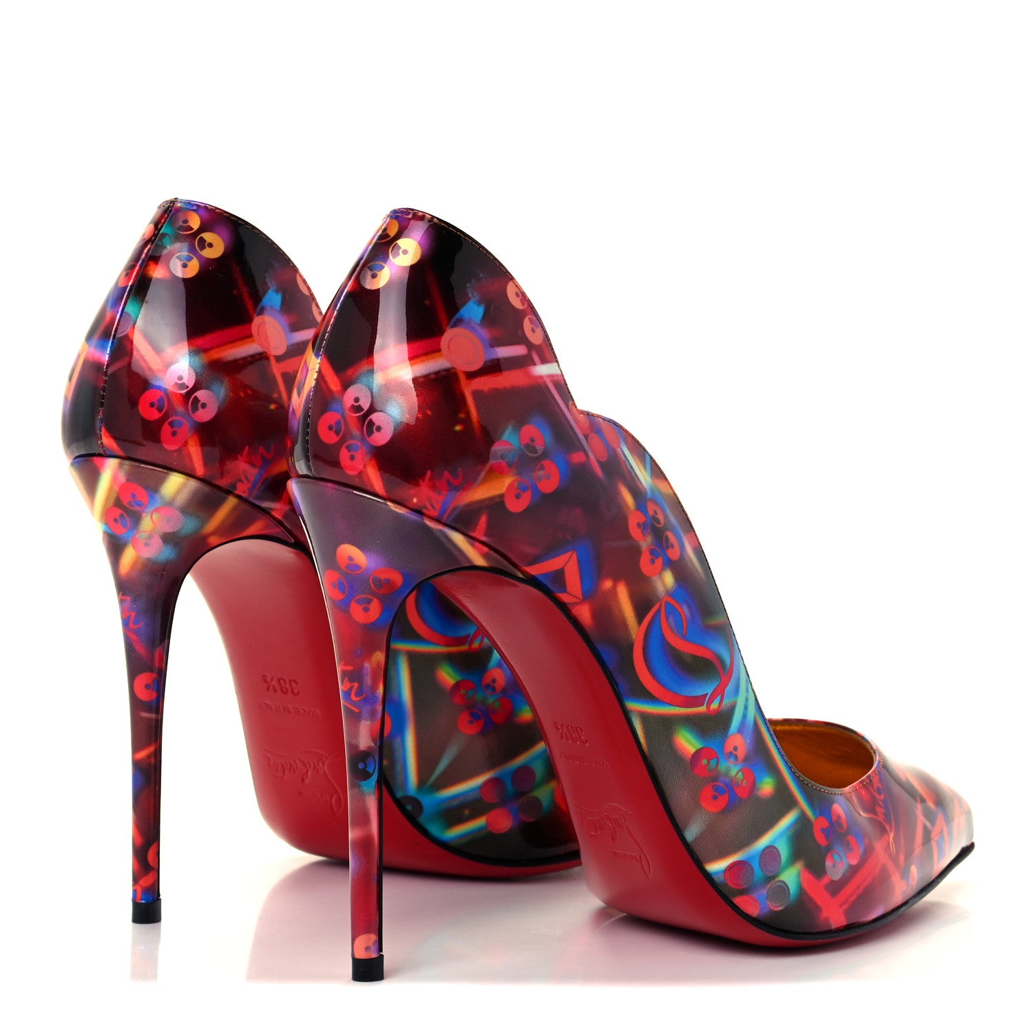 Christian Louboutin Patent Discolaser Hot Chick 100 Pumps 38.5 Multicolor 4 of 9
