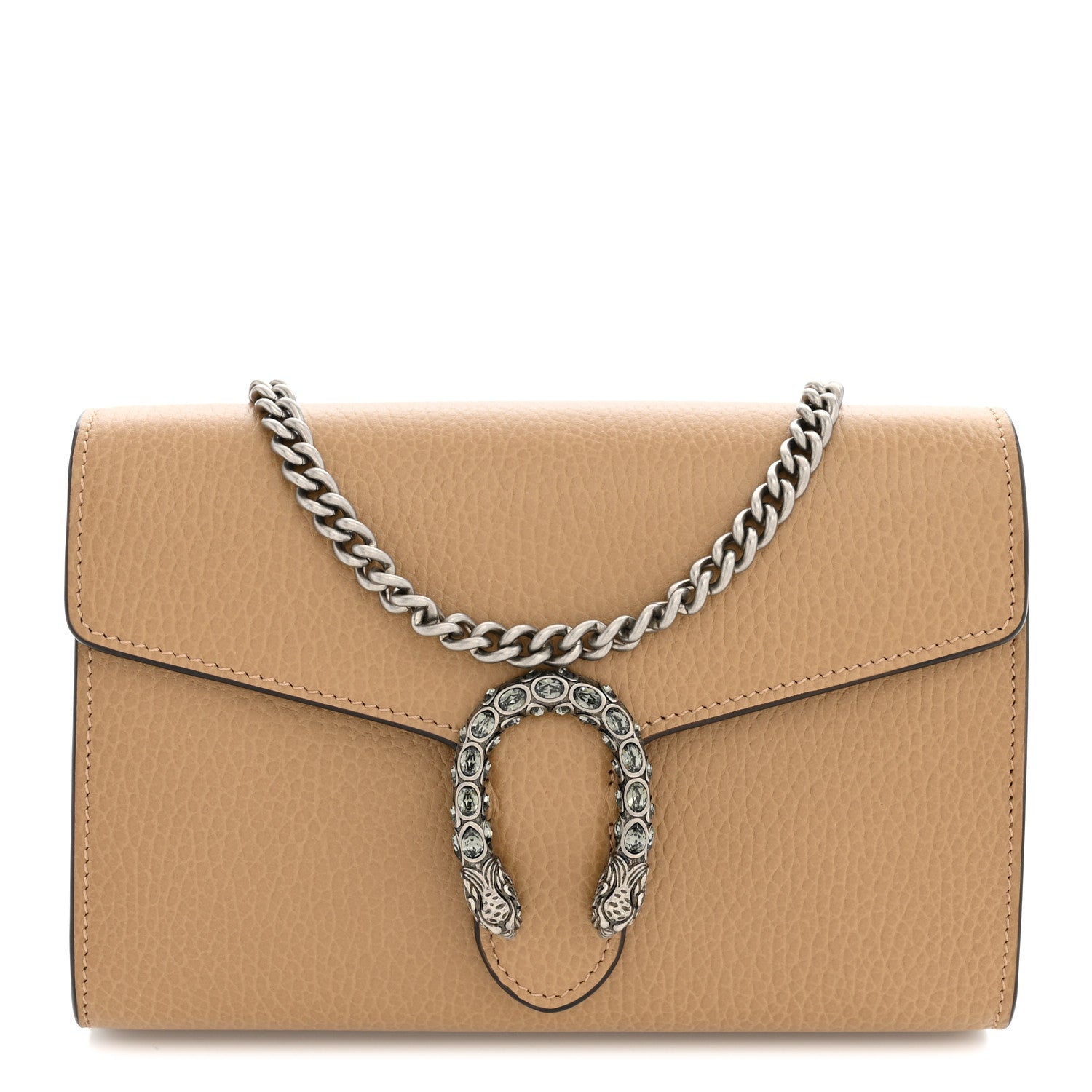 Gucci Dollar Calfskin Crystal Mini Dionysus Chain Wallet Natural Tan Black Diamond 1 of 11