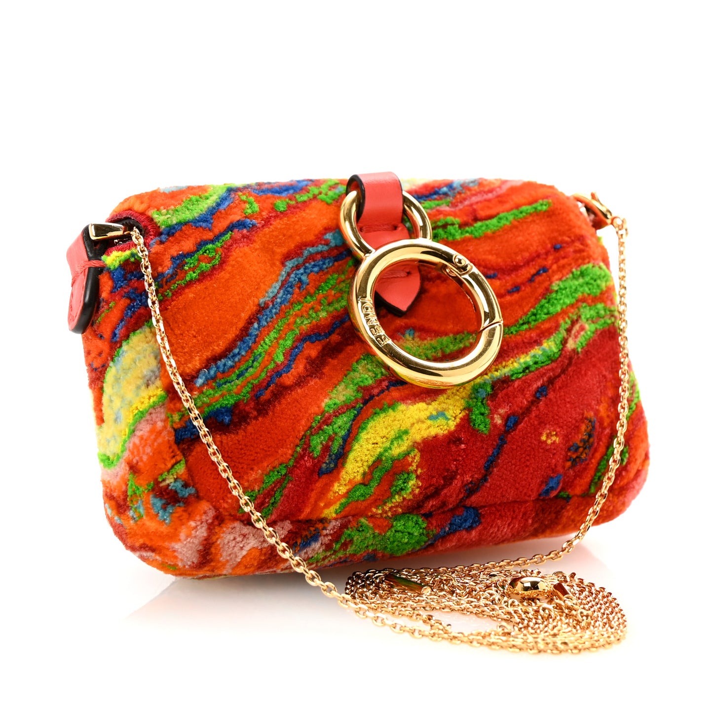 Velvet Tappetino Marble Nano Maxi Buckle Baguette Charm Rosso Multicolor