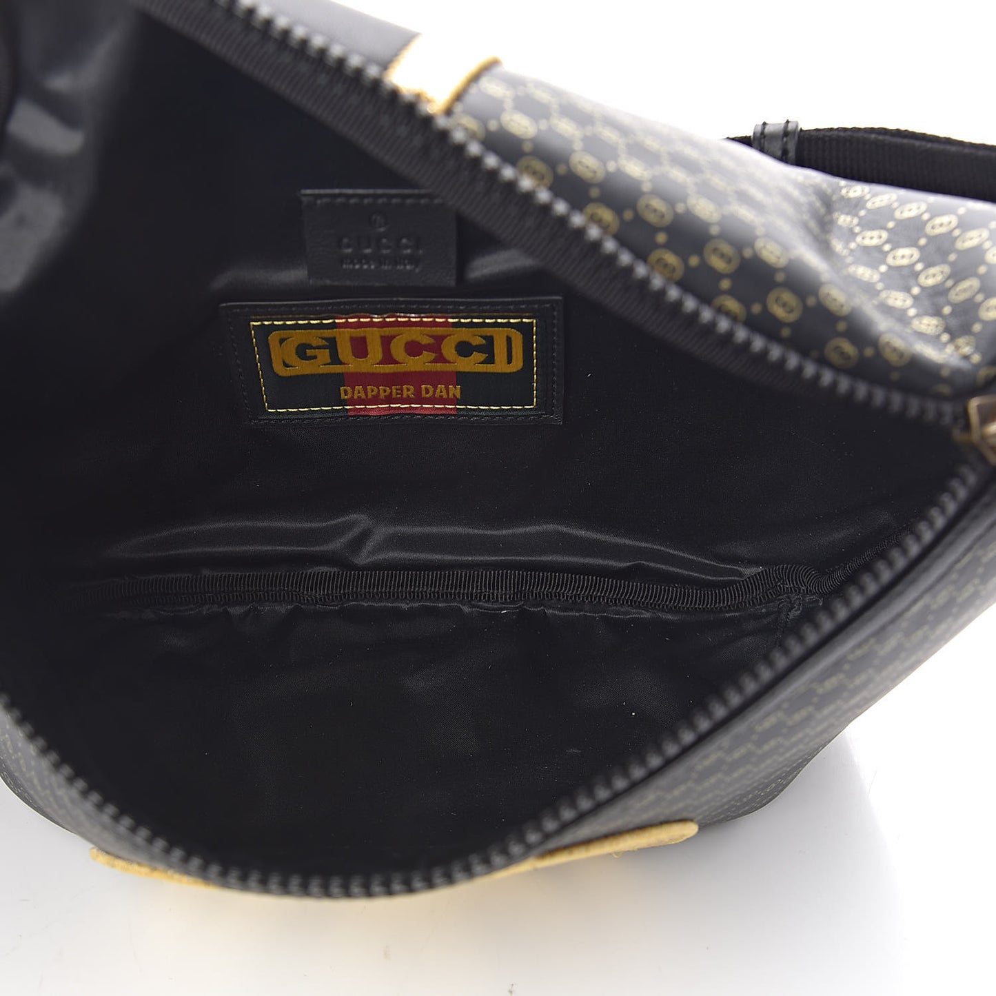 X DAPPER DAN Calfskin Laminated Ayers GG Micro Monogram Belt Bag Black