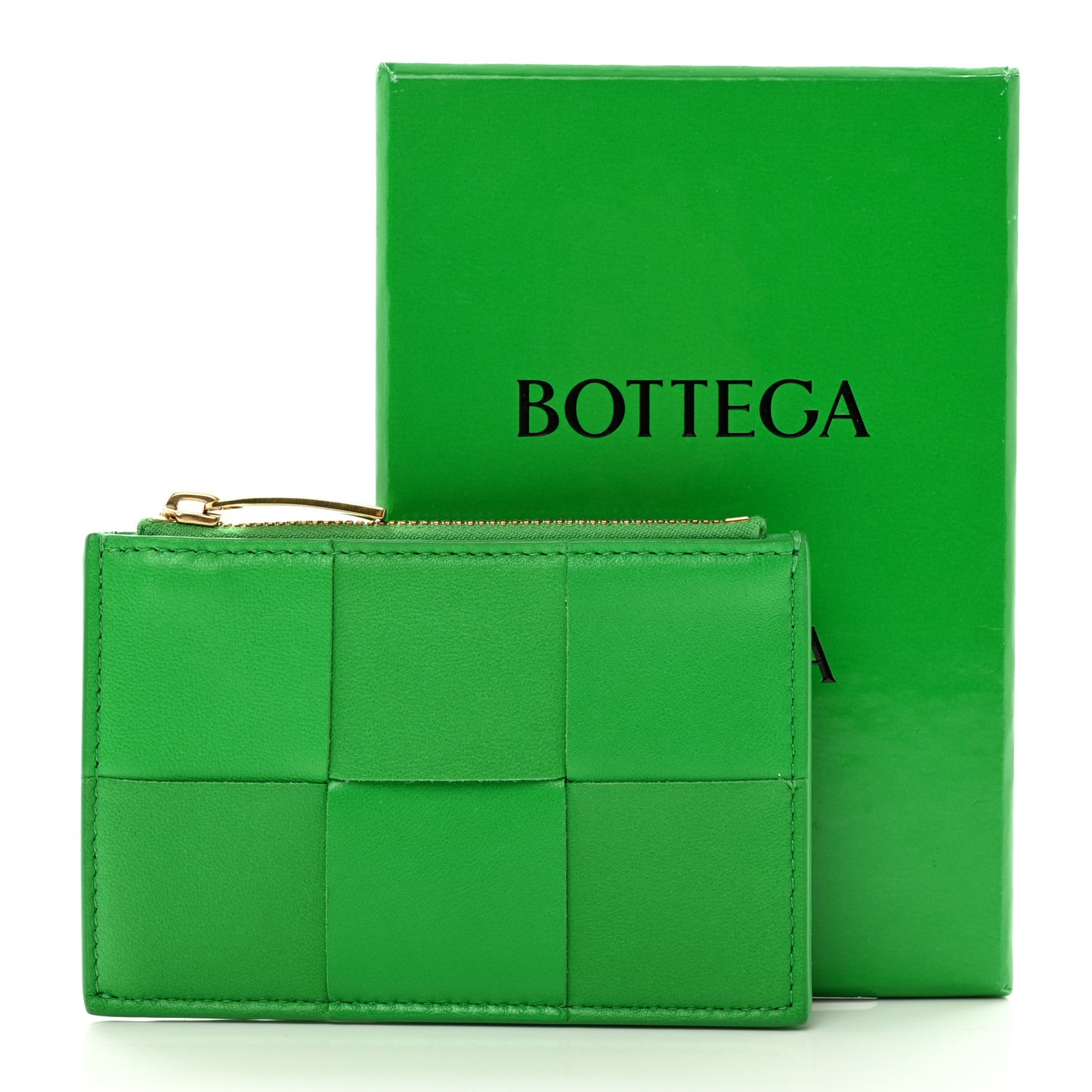 Nappa Maxi Intrecciato Zip Card Holder Parakeet