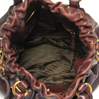Prada Soft Calf Pleated Hobo Nocciolo 8 of 11