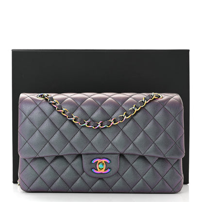 Chanel Iridescent Goatskin Quilted Medium Double Flap Purple 11 of 11