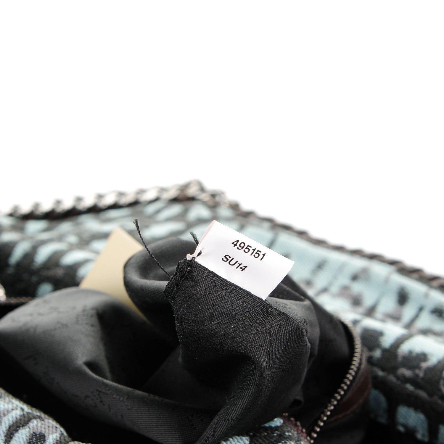 Stella McCartney Jacquard Crocodile Print Small Falabella Fold Over Tote Teal 9 of 9