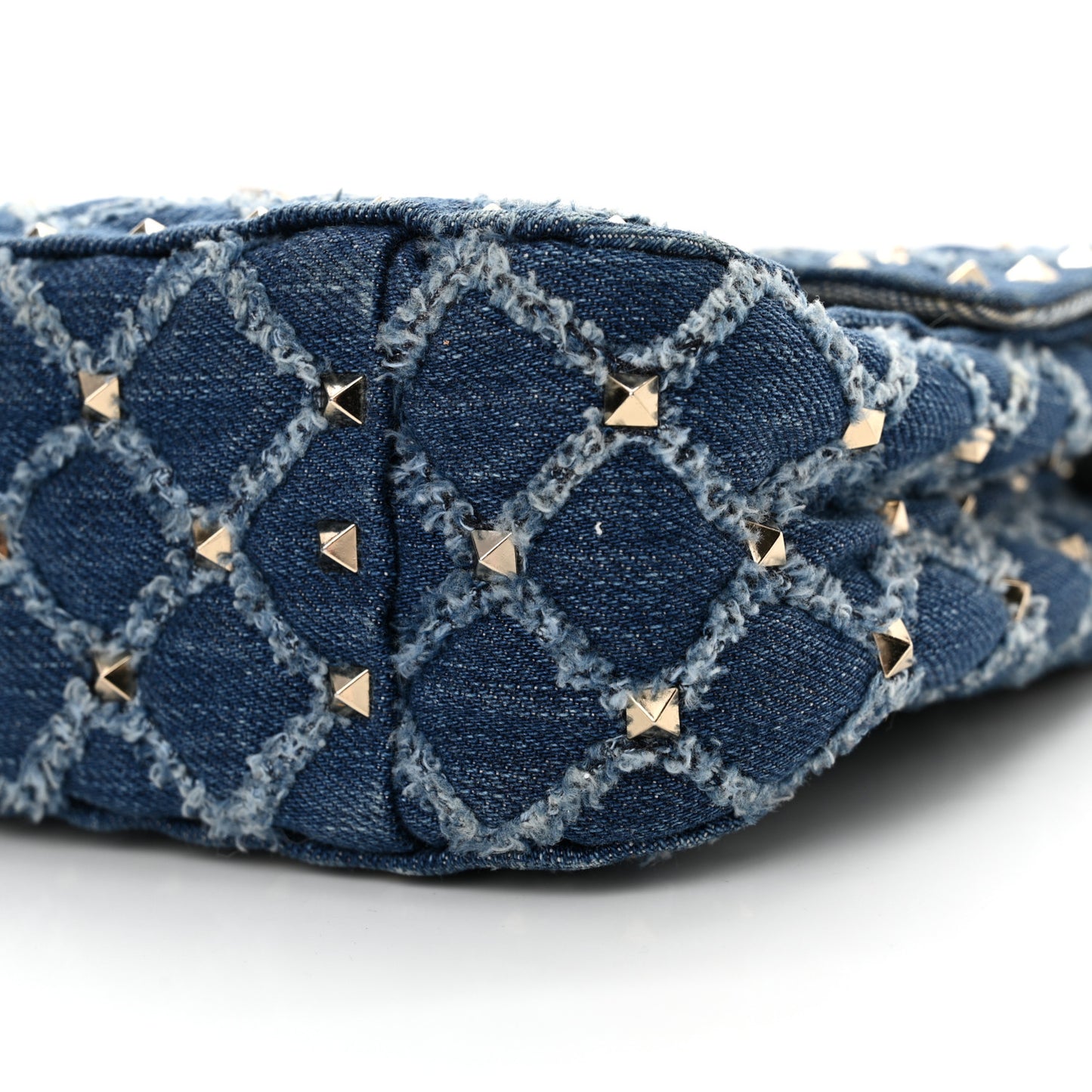 Denim Medium Rockstud Spike Shoulder Bag Denim