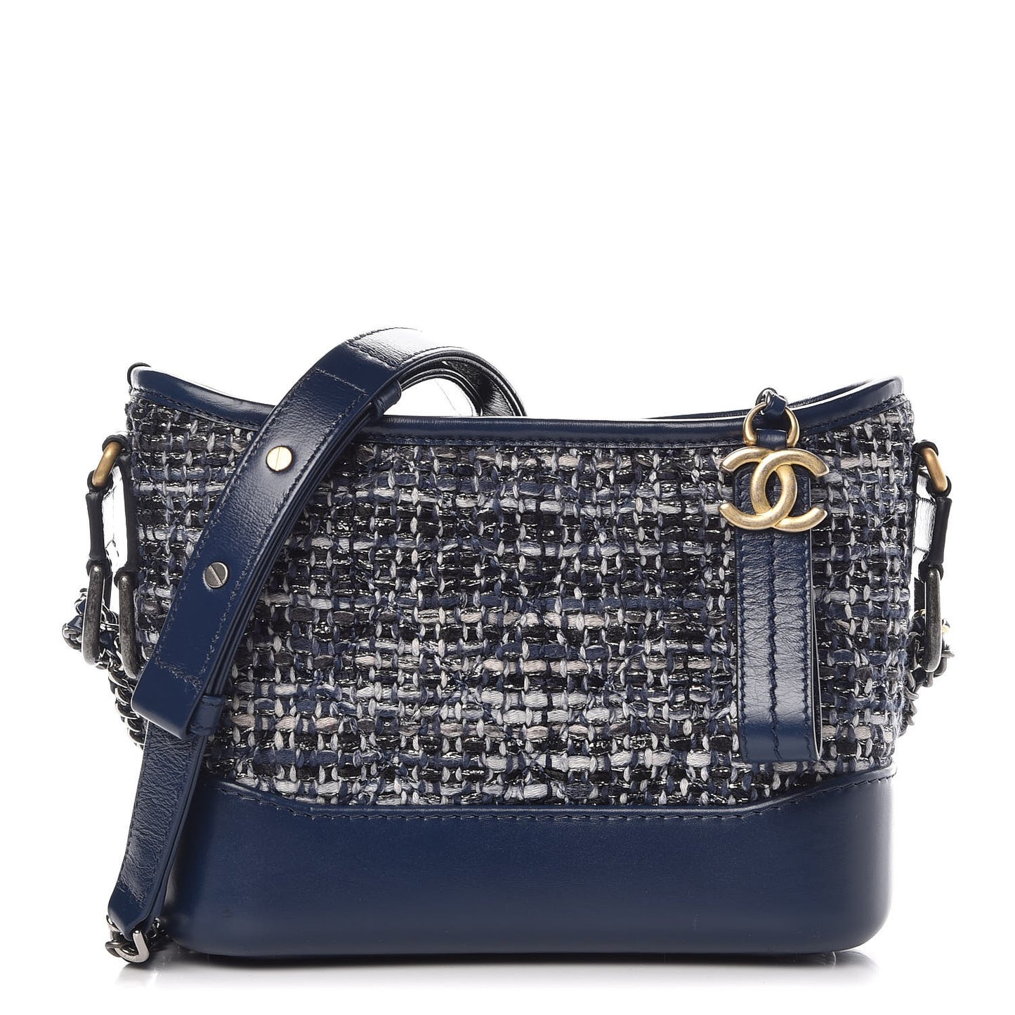 Tweed Calfskin Small Gabrielle Hobo Blue