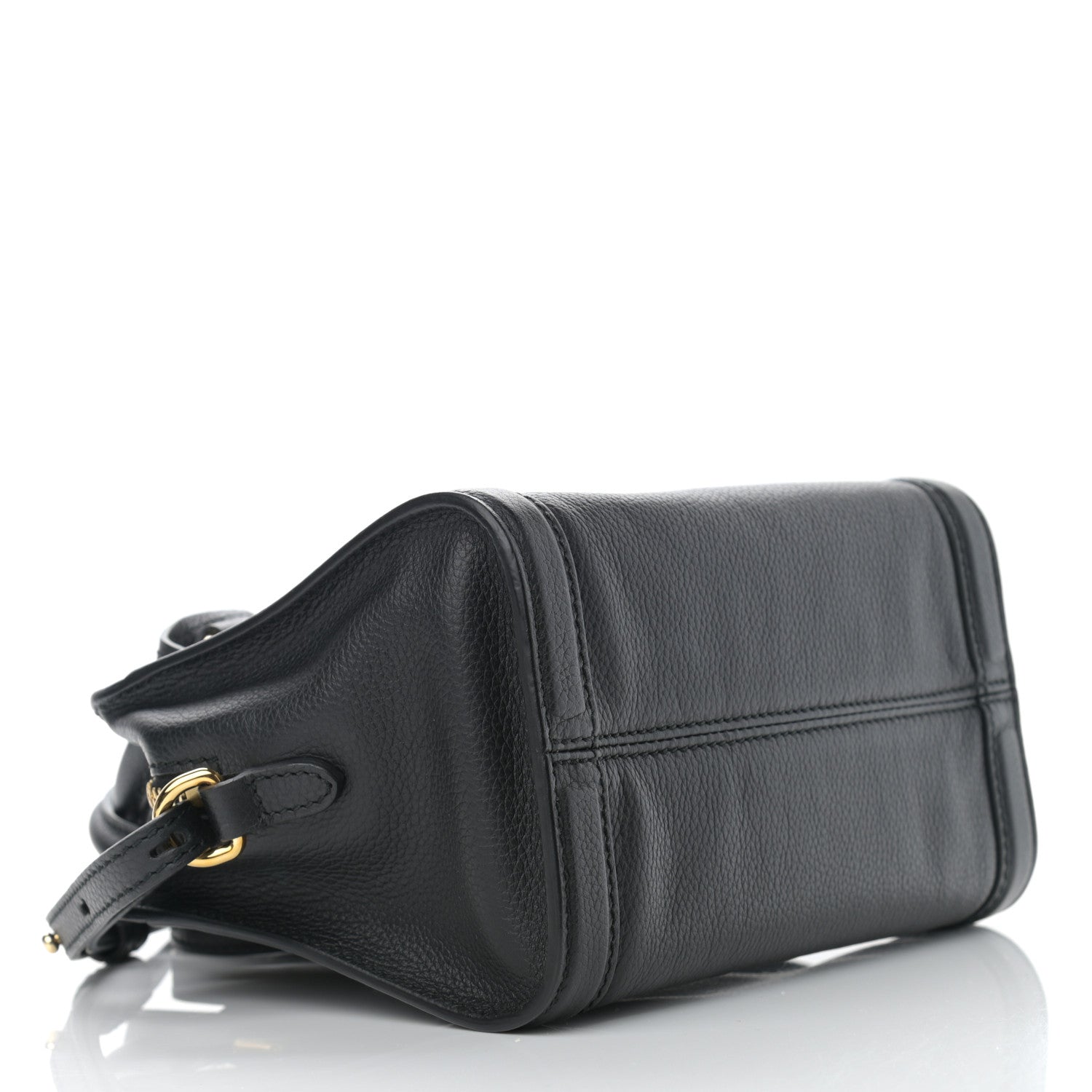 Alexander McQueen Pebbled Calfskin Mini Skull Padlock Zip Around Tote Black 4 of 10