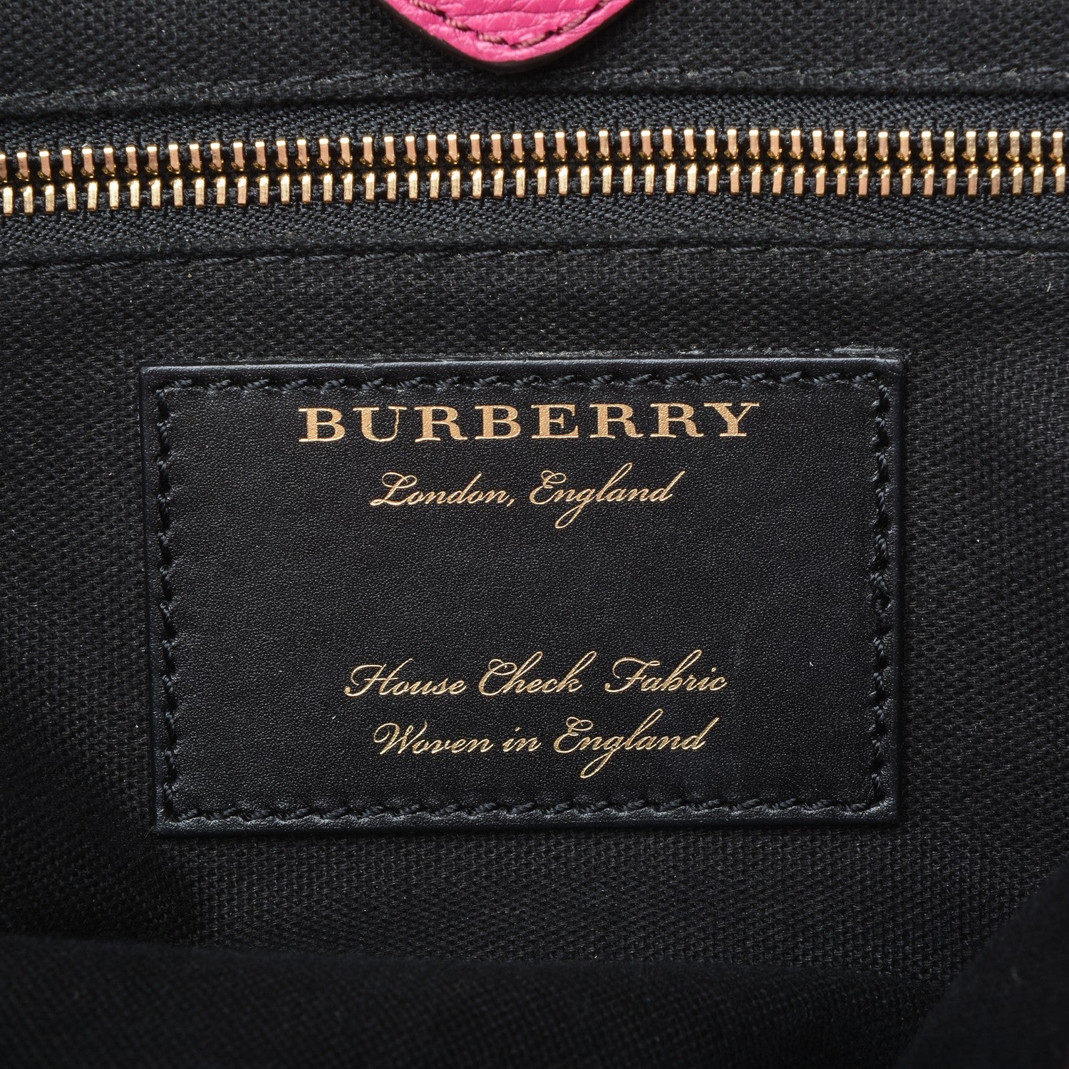 Burberry Grainy Calfskin House Check Medium Banner Tote Brilliant Fuchsia 7 of 8