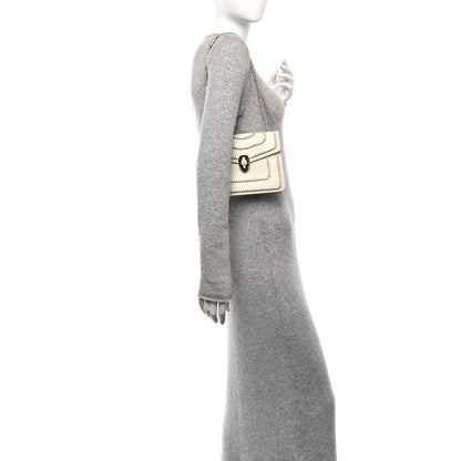 Bulgari Calfskin Woven Chain Serpenti Forever Crossbody Bag White 2 of 10