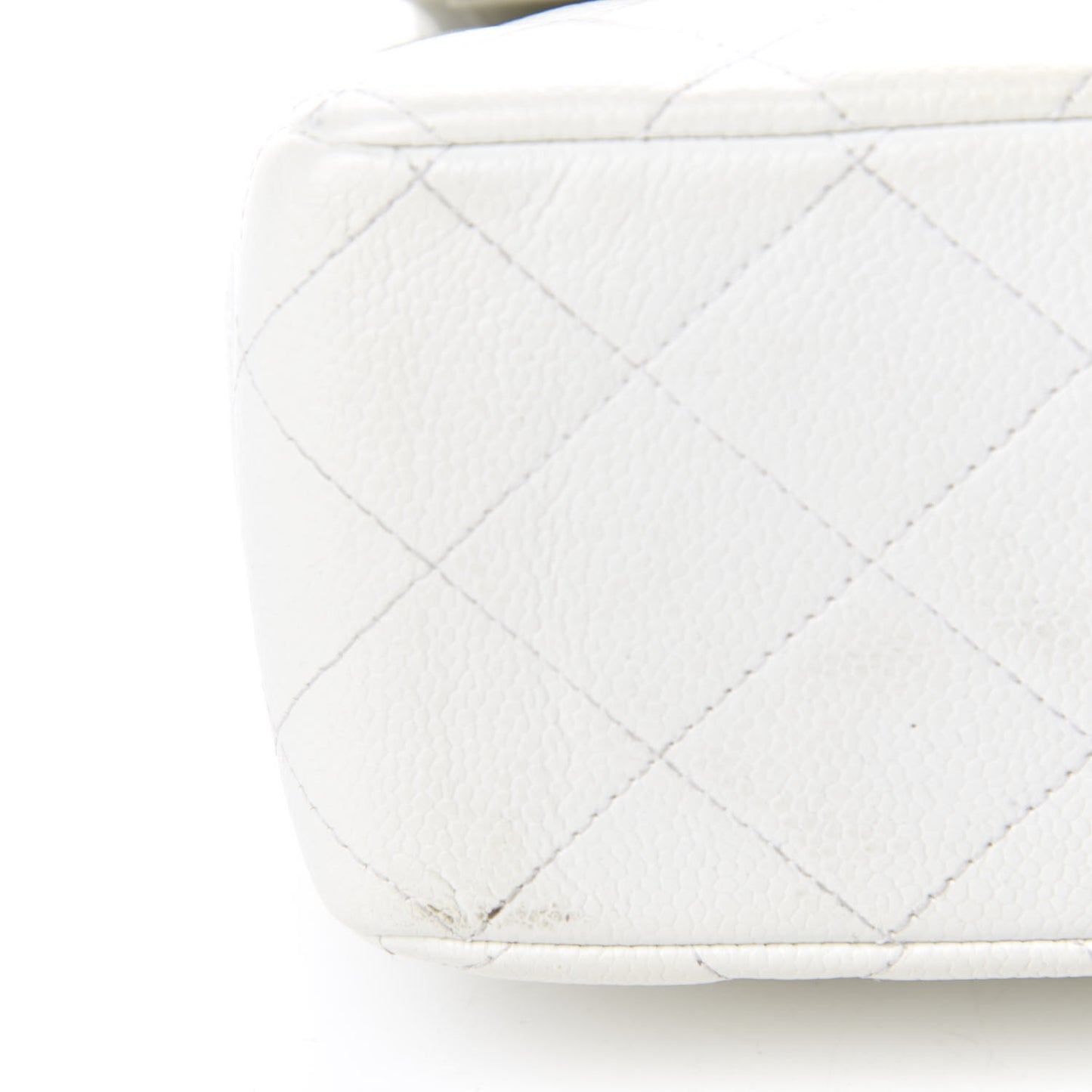 Caviar Quilted Jumbo Double Flap White