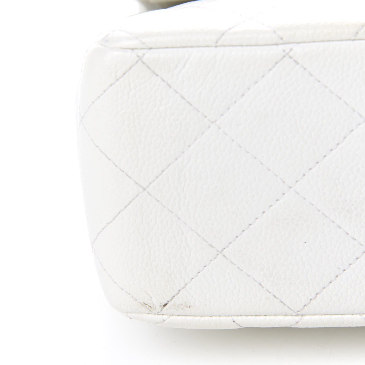 Chanel Caviar Quilted Jumbo Double Flap White 9 of 16