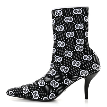 Gucci Technical Jersey Knit GG Monogram Square G 75mm Ankle Boots 38 Black Great White 1 of 9
