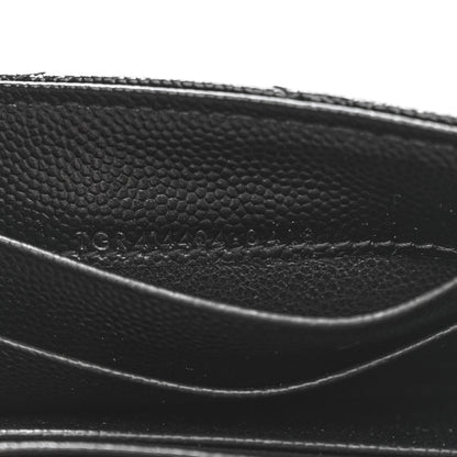Saint Laurent Grain De Poudre Matelasse Chevron Small Monogram Envelope Wallet Black 7 of 8