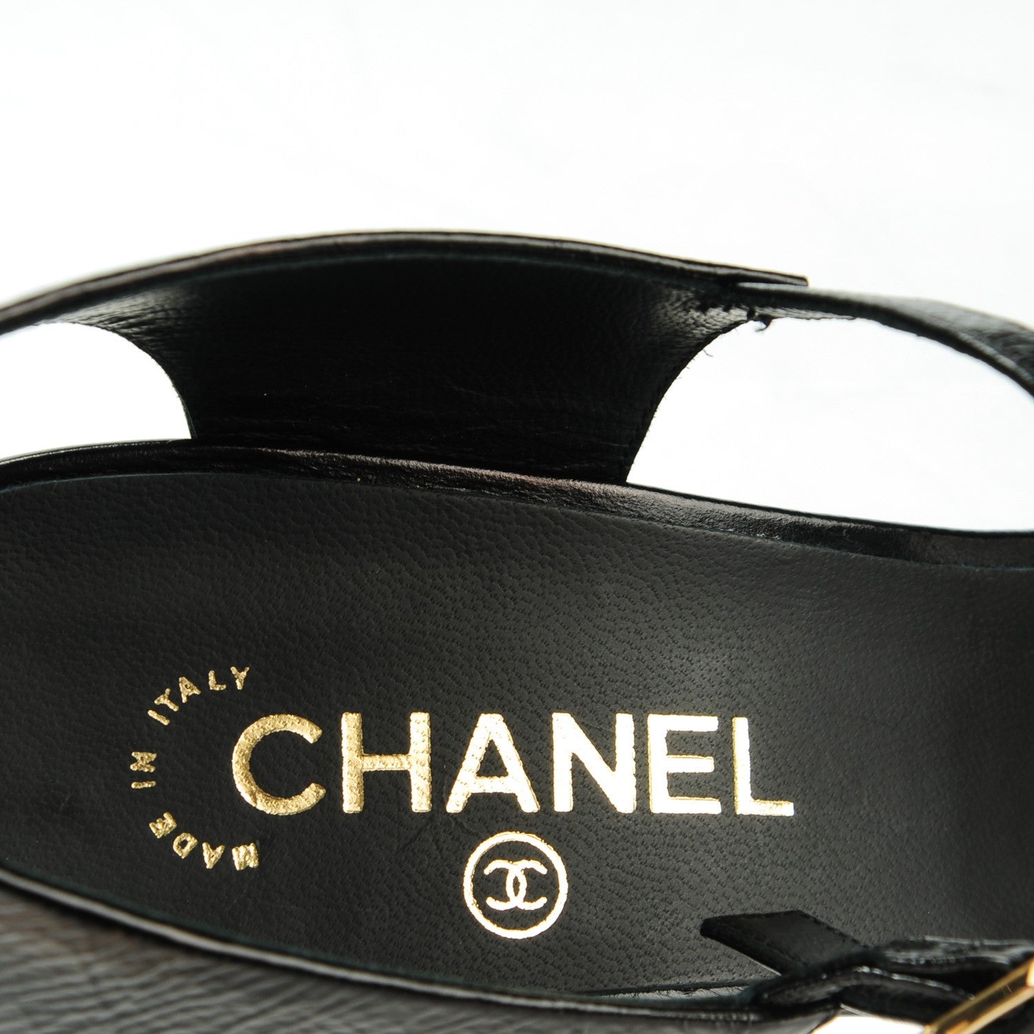 Chanel Crumpled Patent Calfskin CC Sandals 40.5 Black 7 of 8