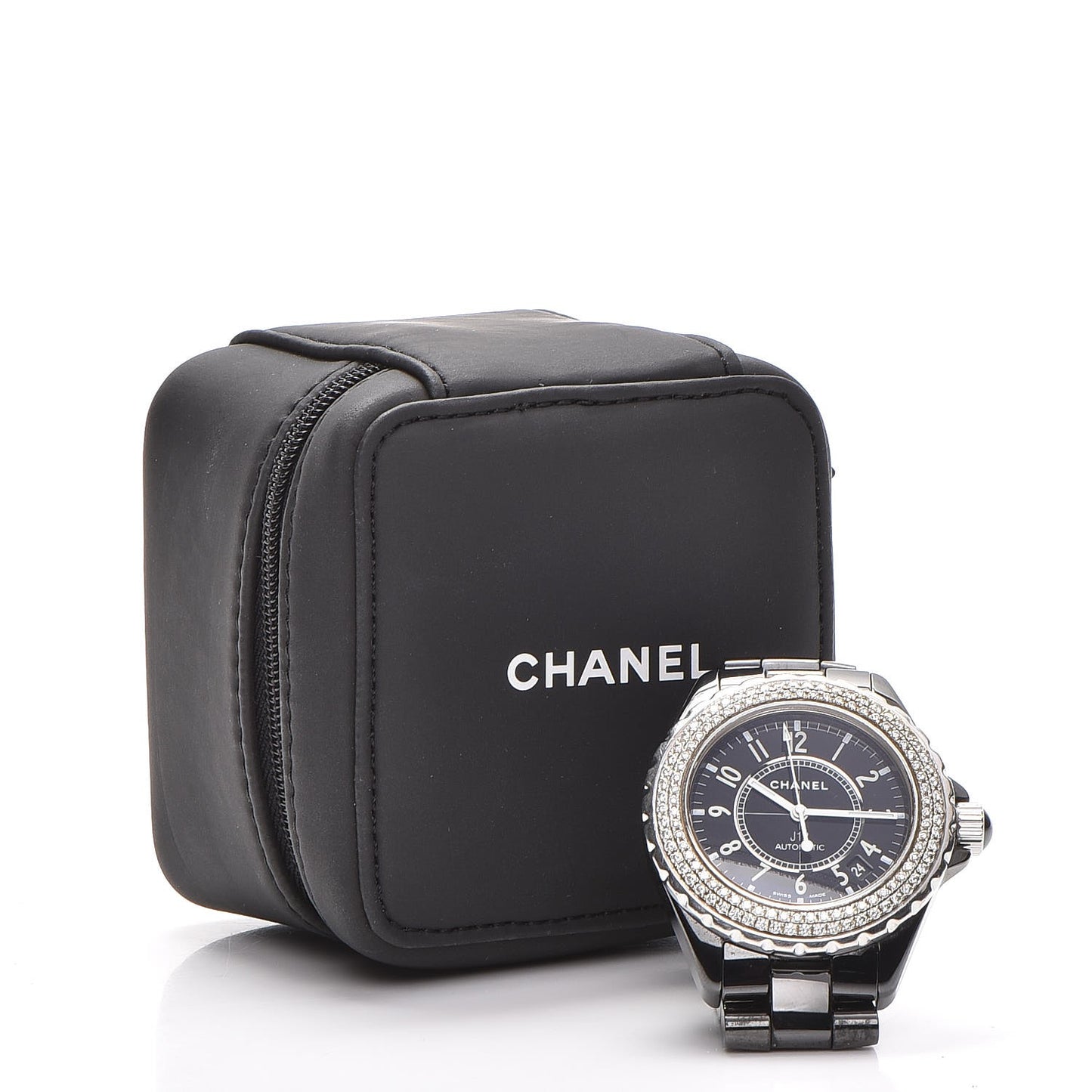Stainless Steel Ceramic Diamond Pave Bezel 38mm J12 Automatic Watch Black