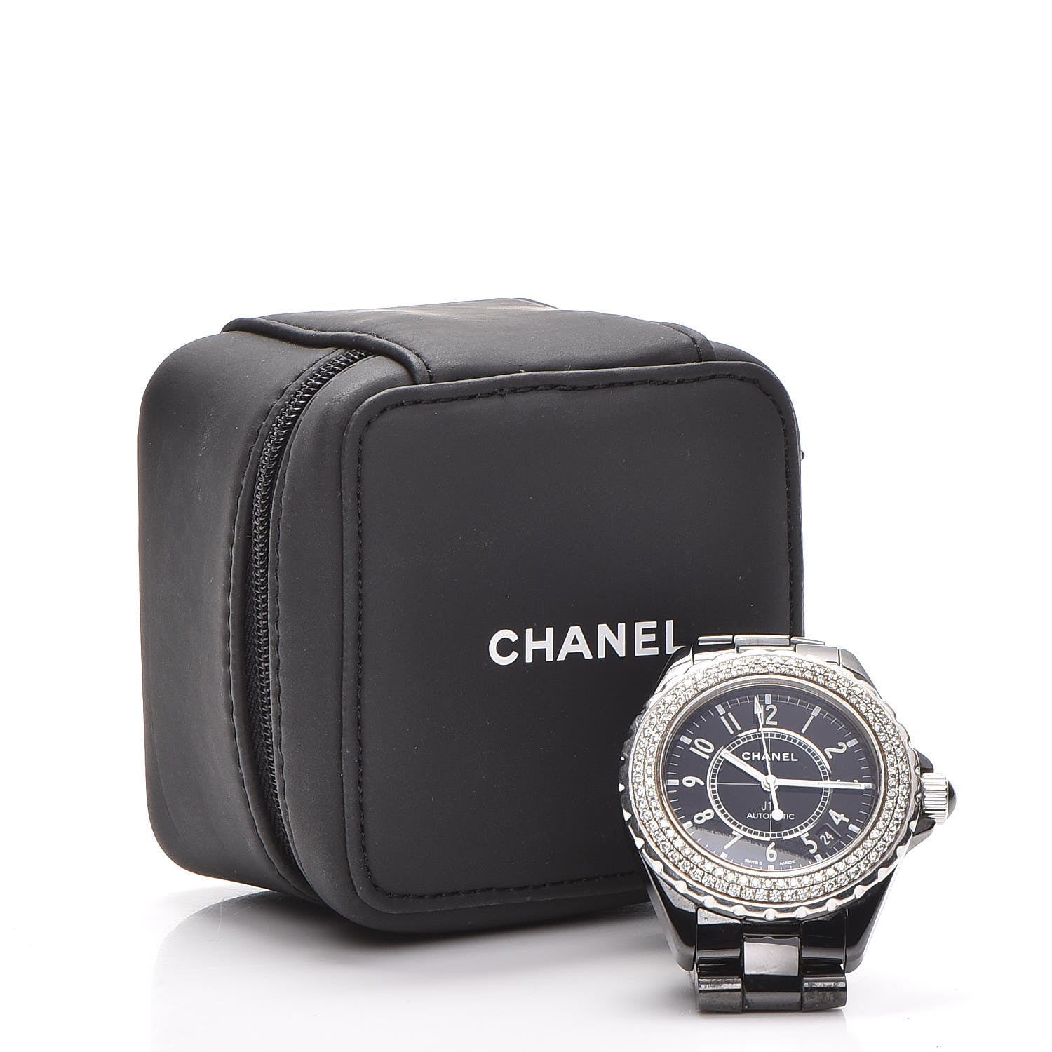 Chanel Stainless Steel Ceramic Diamond Pave Bezel 38mm J12 Automatic Watch Black 7 of 7