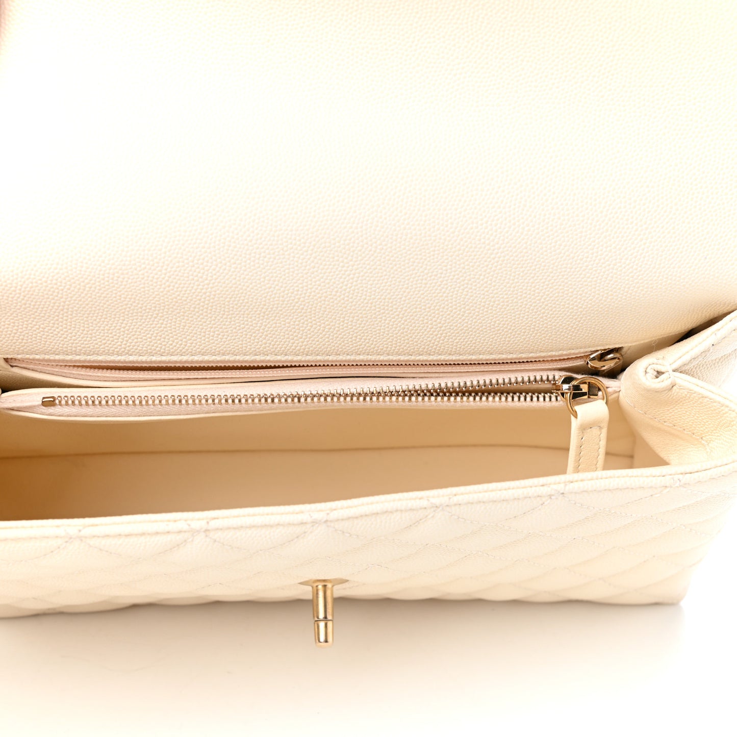 Caviar Lizard Quilted Small Coco Handle Flap Ivory