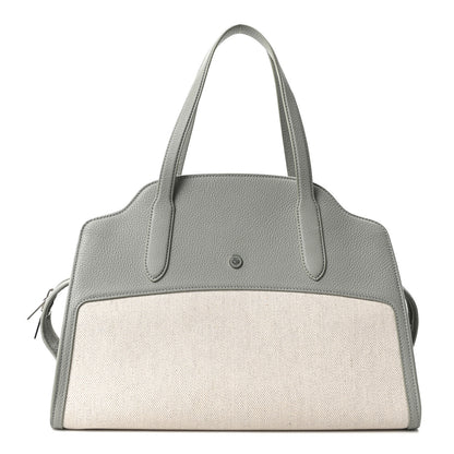Loro Piana Grained Calfskin Canvas Large Sesia Eucalyptus 1 of 9