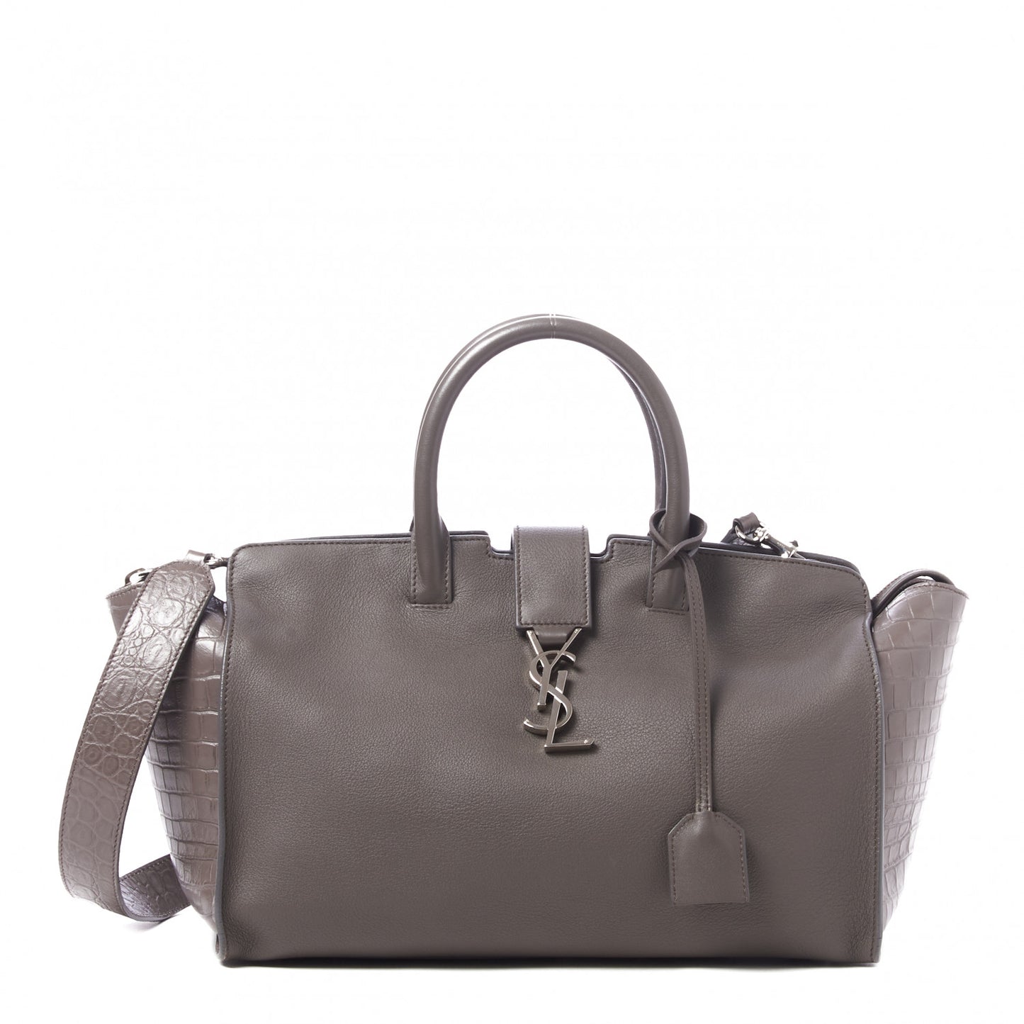 Smooth Calfskin Crocodile Embossed Small Monogram Downtown Cabas Earth