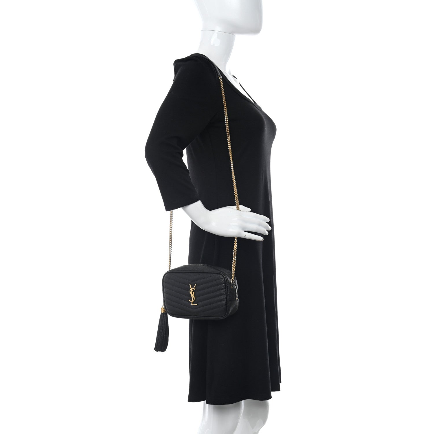 Saint Laurent Grain De Poudre Matelasse Monogram Mini Lou Camera Bag Black 2 of 11