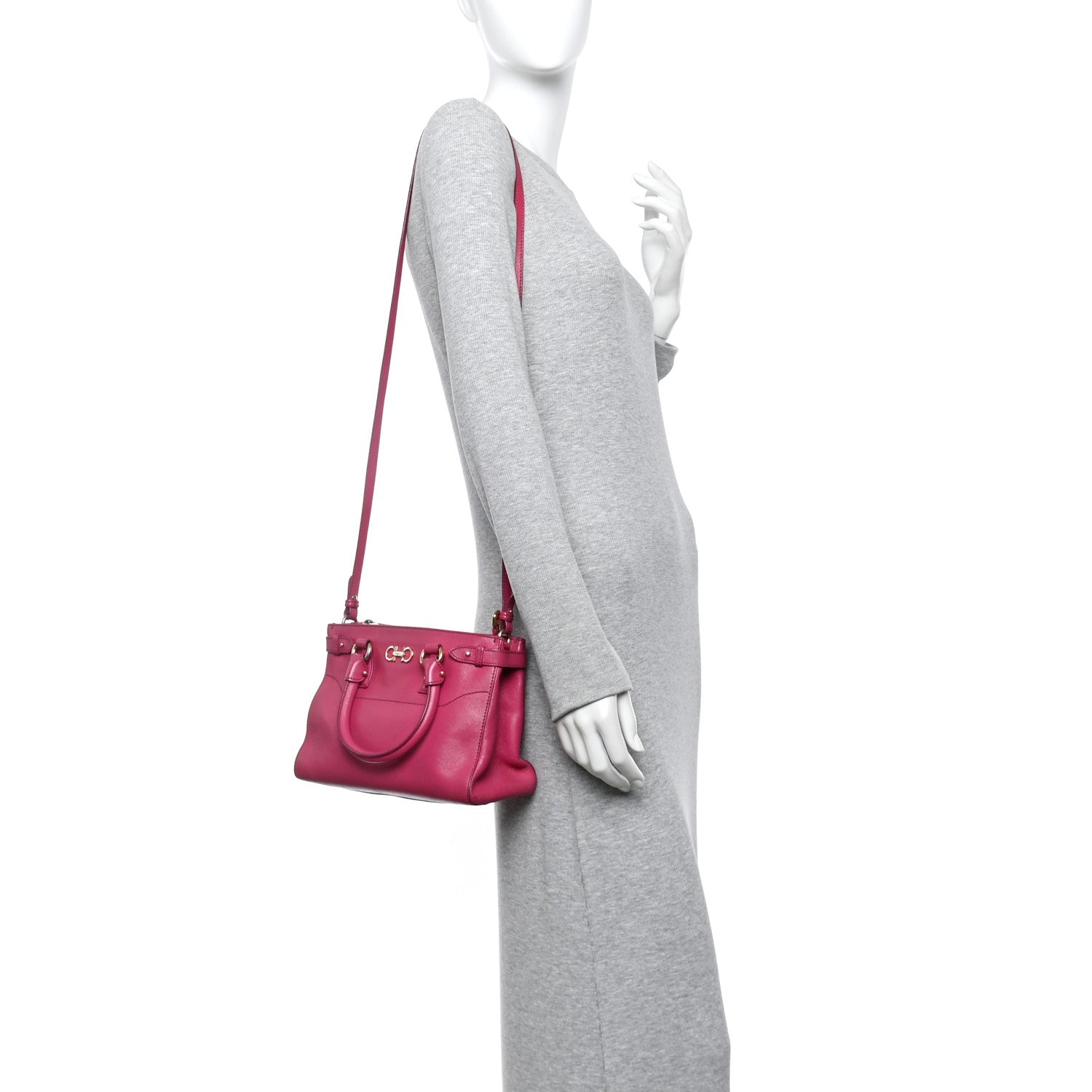 Salvatore Ferragamo Hammered Calfskin Batik Tote Pink 2 of 12