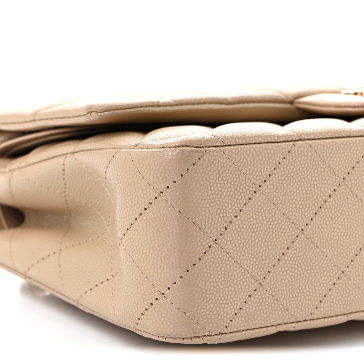 Chanel Iridescent Caviar Quilted Medium Double Flap Dark Beige 9 of 10