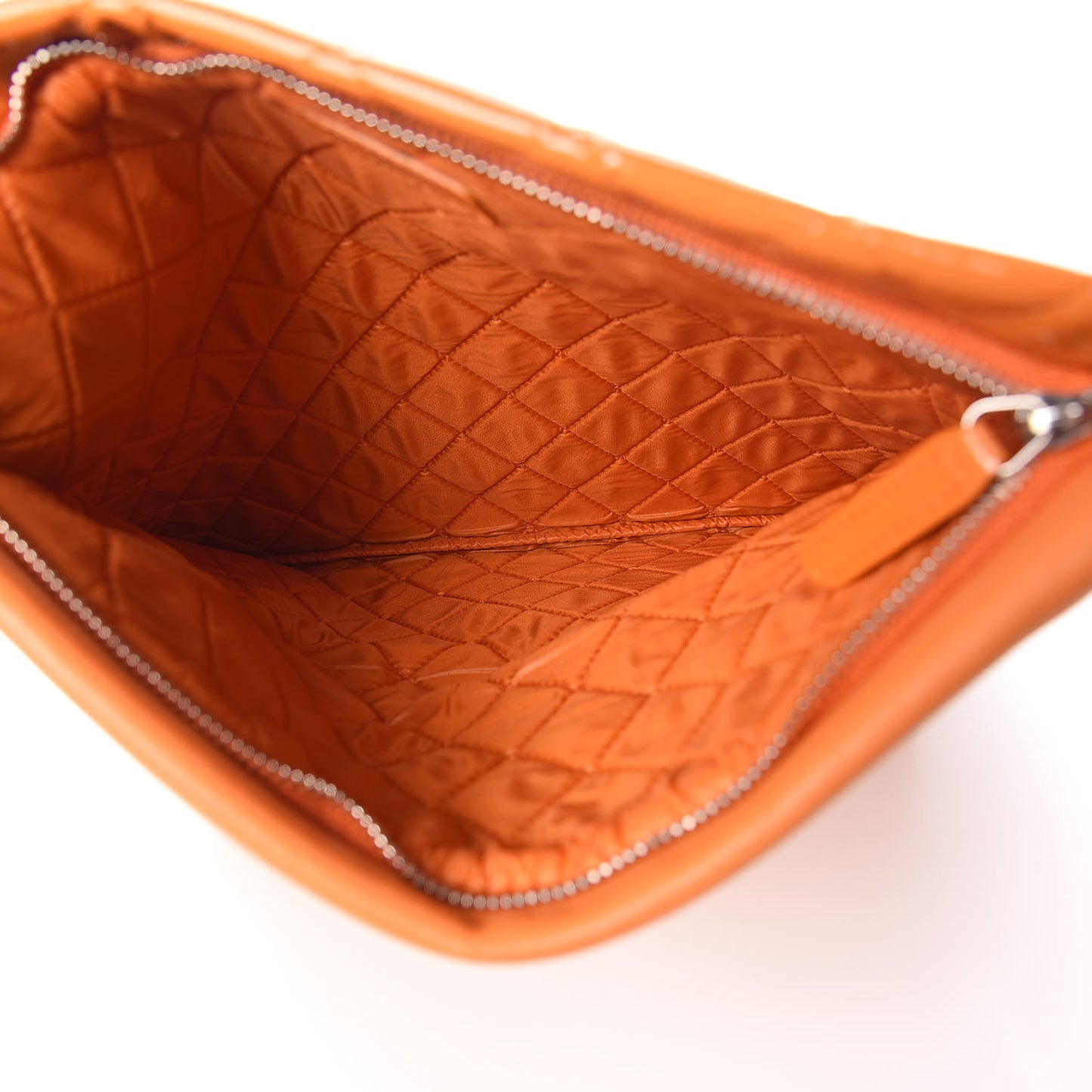 Patent Calfskin Quilted Beauty CC Clutch Orange