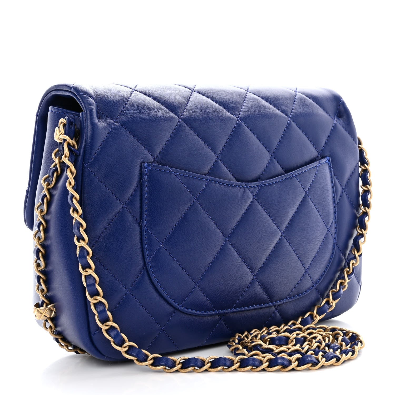 Chanel Lambskin Quilted Large CC Chain Flap Blue 3 of 11