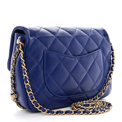 Chanel Lambskin Quilted Large CC Chain Flap Blue 3 of 11