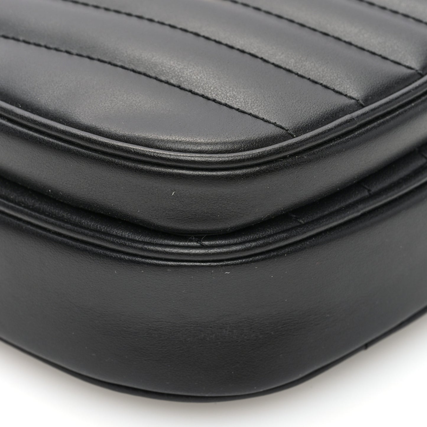Calfskin Matelasse Diagonal Mini Interlocking G Heart Shoulder Bag Black