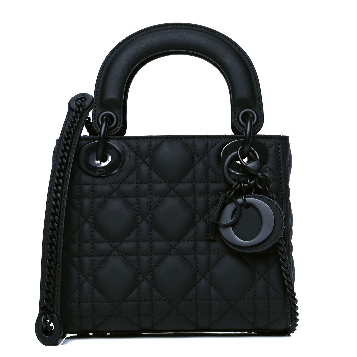Ultra Matte Calfskin Cannage Mini Lady Dior Black