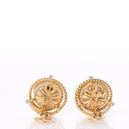 Tiffany 18K Yellow Gold Platinum Diamond Mabe Pearl Schlumberger Clip-On Earrings 3 of 5