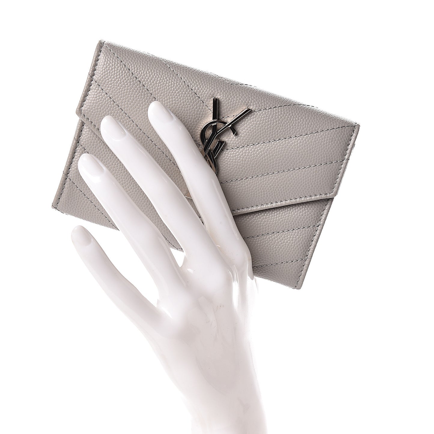 Grain De Poudre Matelasse Chevron Small Monogram Envelope Wallet Souris