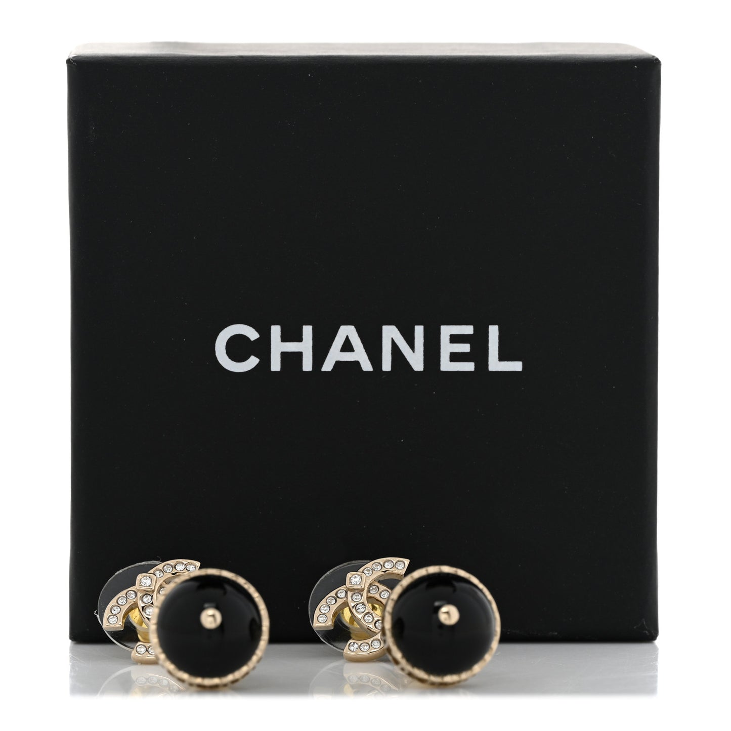Crystal Pearl CC Fantasy Drop Earrings Gold Black