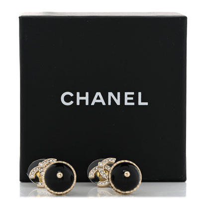 Chanel Crystal Pearl CC Fantasy Drop Earrings Gold Black 5 of 5