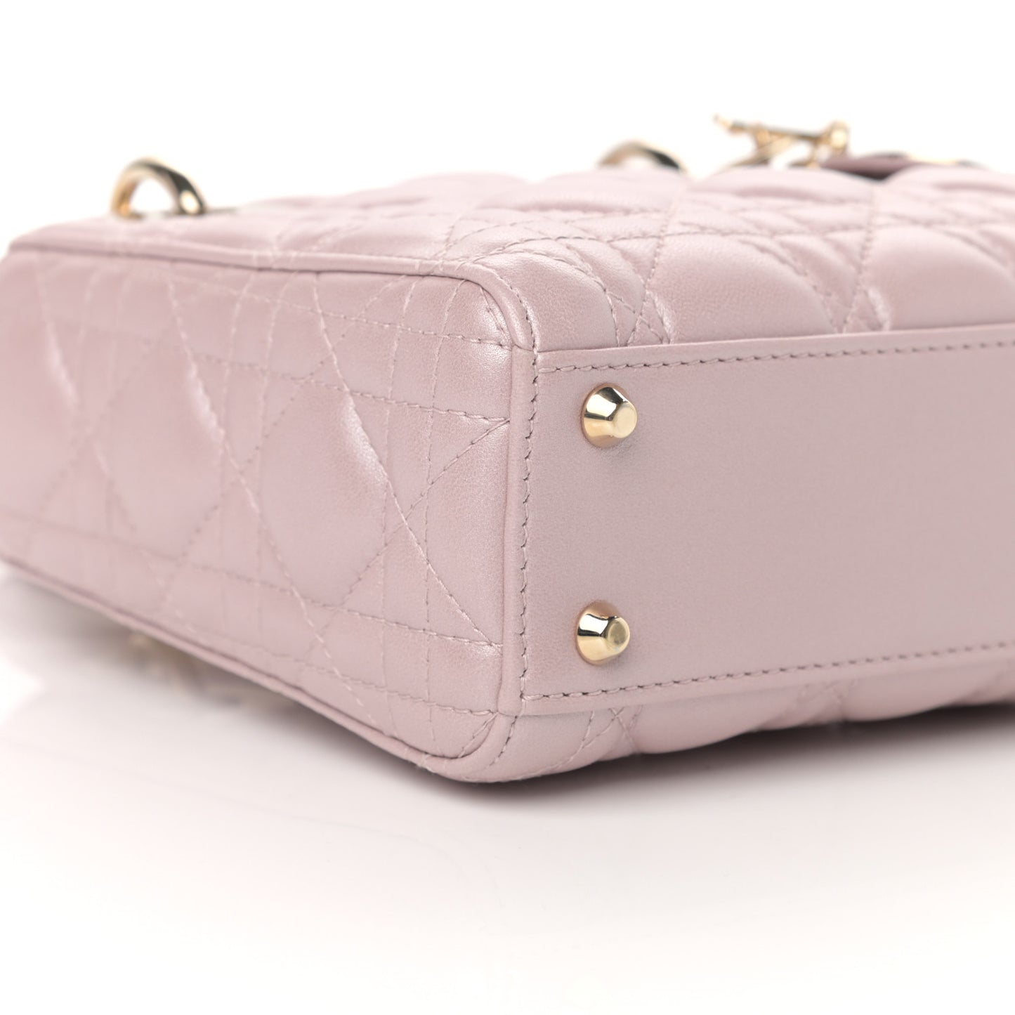 Metallic Lambskin Cannage Mini Lady Dior Lotus