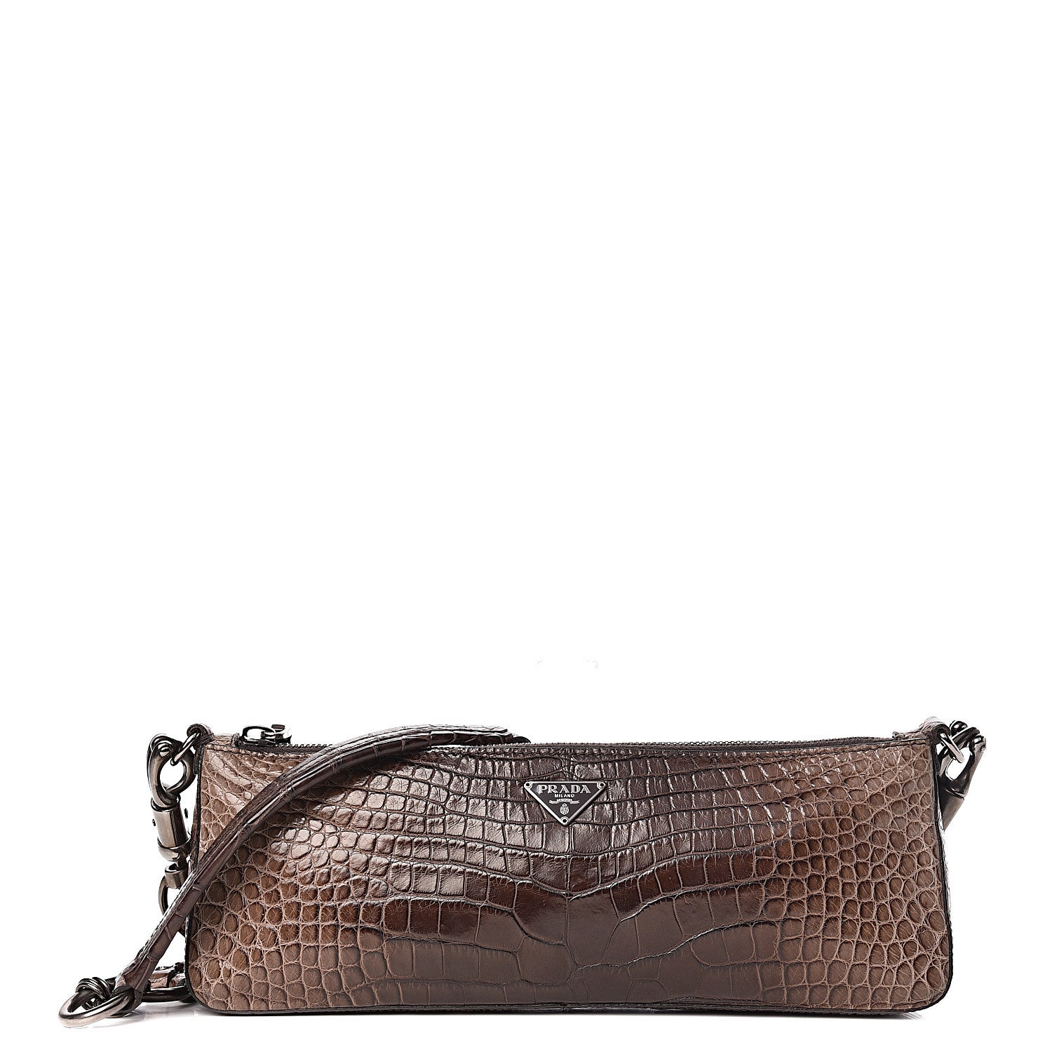 Prada Alligator Shoulder Bag Brown 1 of 10