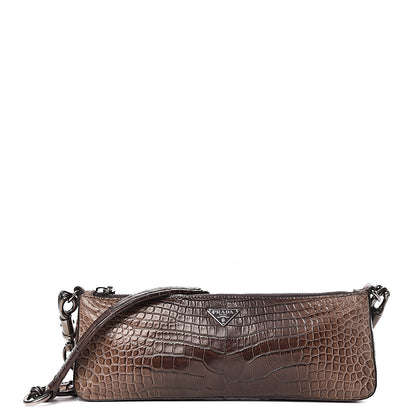 Prada Alligator Shoulder Bag Brown 1 of 10