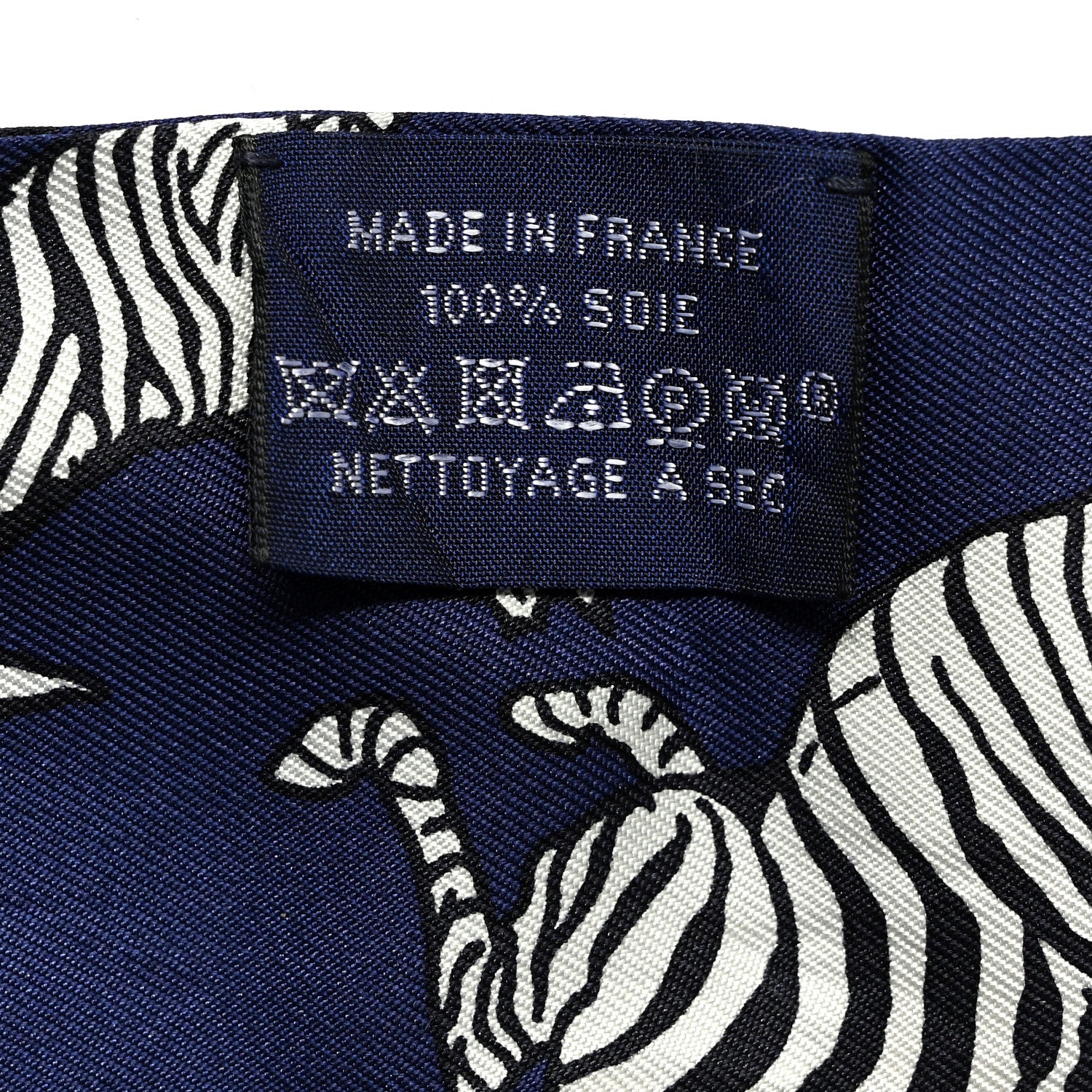 Hermes Silk Les Zebres Twilly Gris Marine Black White 3 of 5