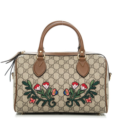 Gucci GG Supreme Monogram Floral Embroidered Small Boston Brown 1 of 7
