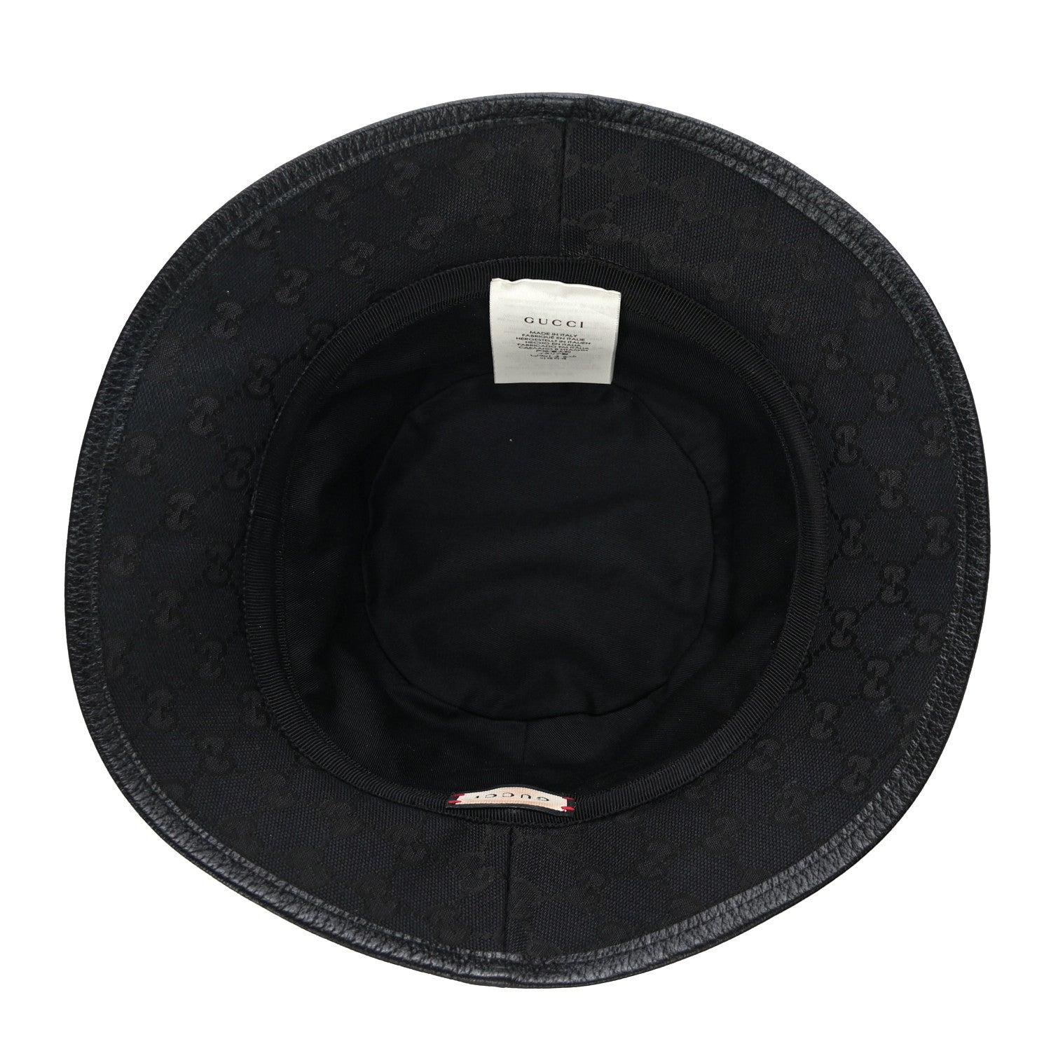 Gucci Monogram Textured Dollar Calfskin GG Jago Bucket Hat M Black 4 of 6