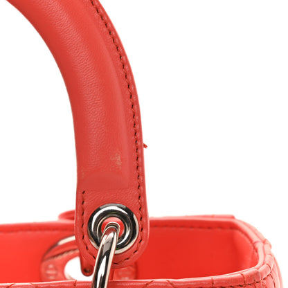 Christian Dior Lambskin Cannage Medium Lady Dior Coral 13 of 13