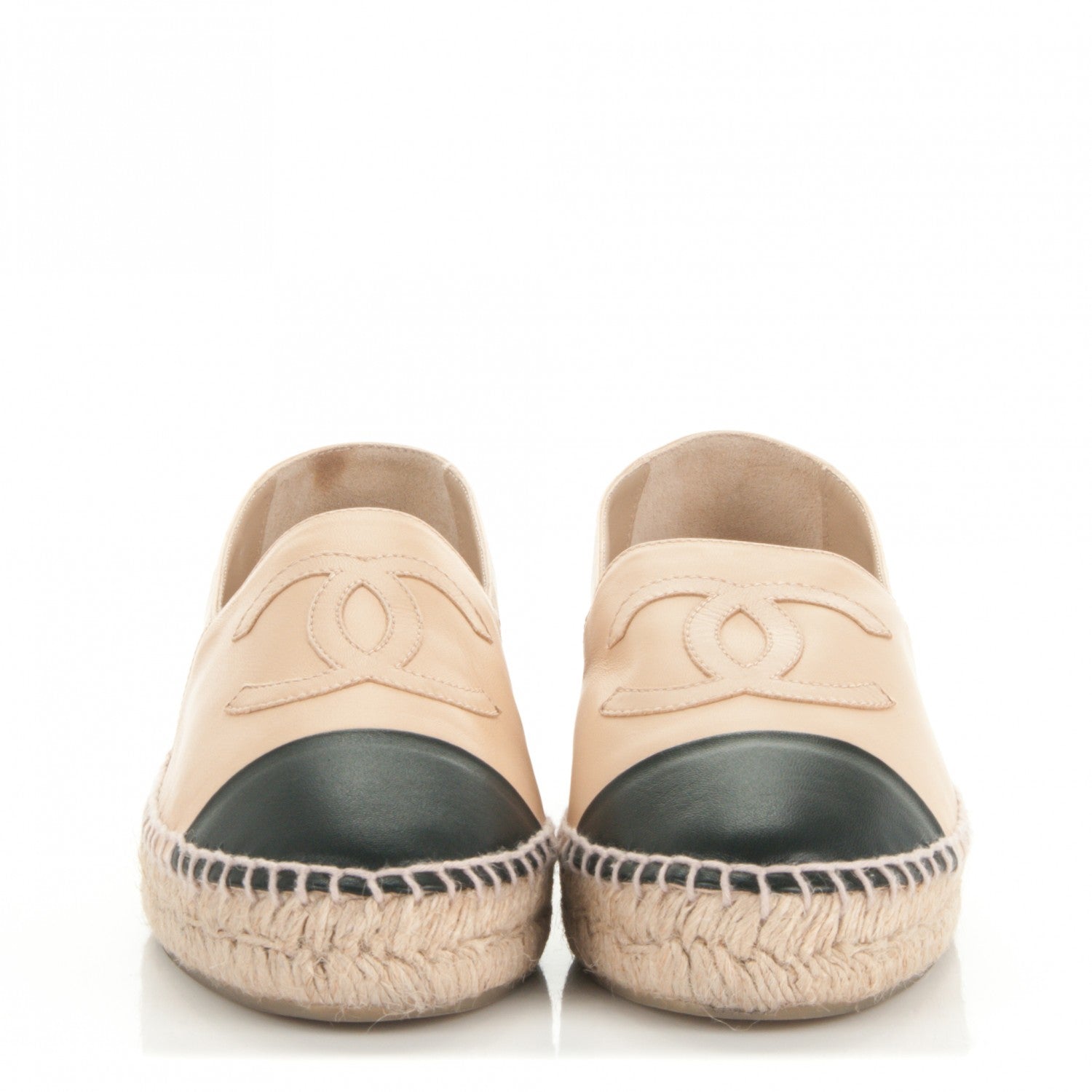 Chanel Lambskin CC Espadrilles 37 Beige Black 2 of 8
