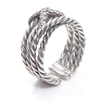 David Yurman Sterling Silver Diamond X Crossover Ring 6.5 4 of 5