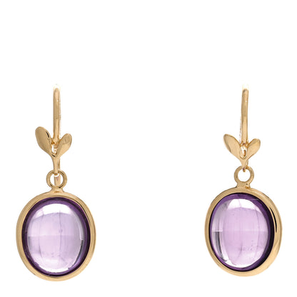 Tiffany 18K Yellow Gold Amethyst Paloma Picasso Olive Leaf Drop Earrings 1 of 4