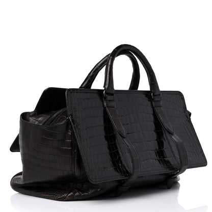 Bottega Veneta Soft Crocodile Fume Satchel Charcoal Ebano 2 of 10
